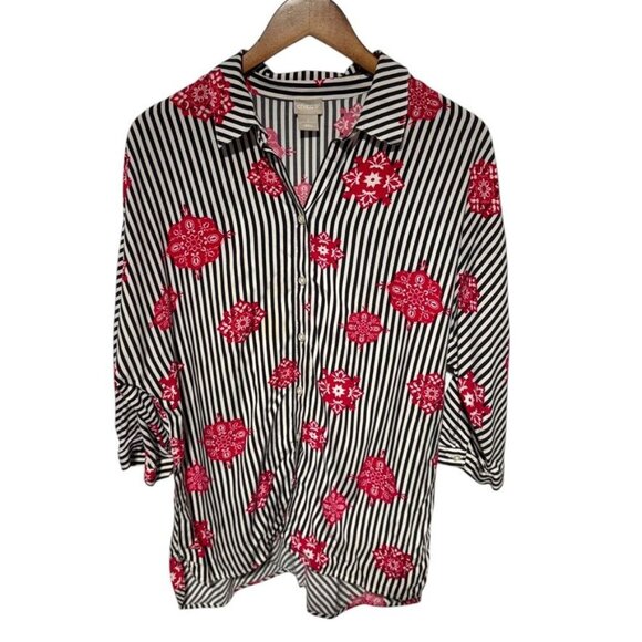 Chico's Striped Tunic Multicolor Size Large 12/14 - Picture 1 of 7
